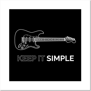 Keep It Simple S-Style Electric Guitar Outline Posters and Art